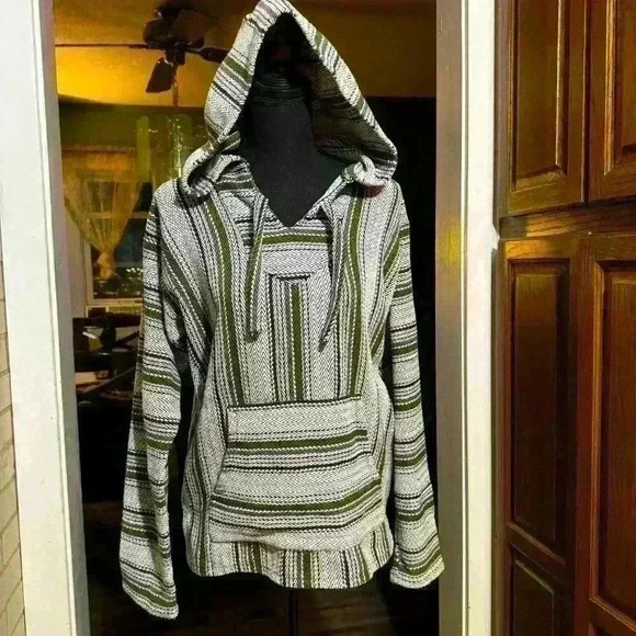 Vintage Original Senor Lopez Mens Pullover Mexico Hoodie Rug Poncho Size S - Picture 1 of 9